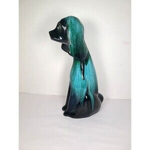 Vintage MCM Blue Mountain Canada Pottery 14" Tall Hound Dog Green Figurine